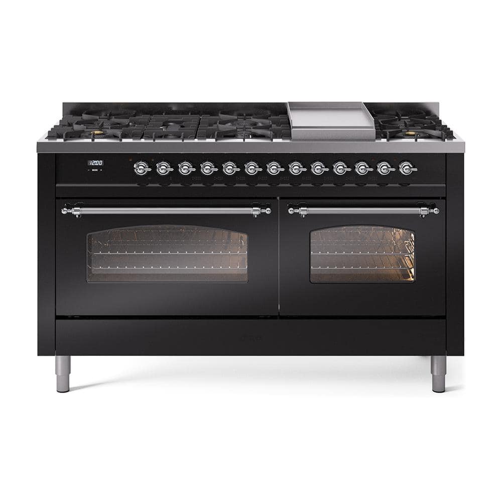 ILVE Nostalgie II 60 in. 9 Burner+Griddle Freestanding Double Oven Dual ...