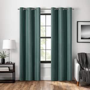 Magnitech Welwick Teal Solid Polyester 63 in. L x 40 in. W Blackout Grommet Curtain