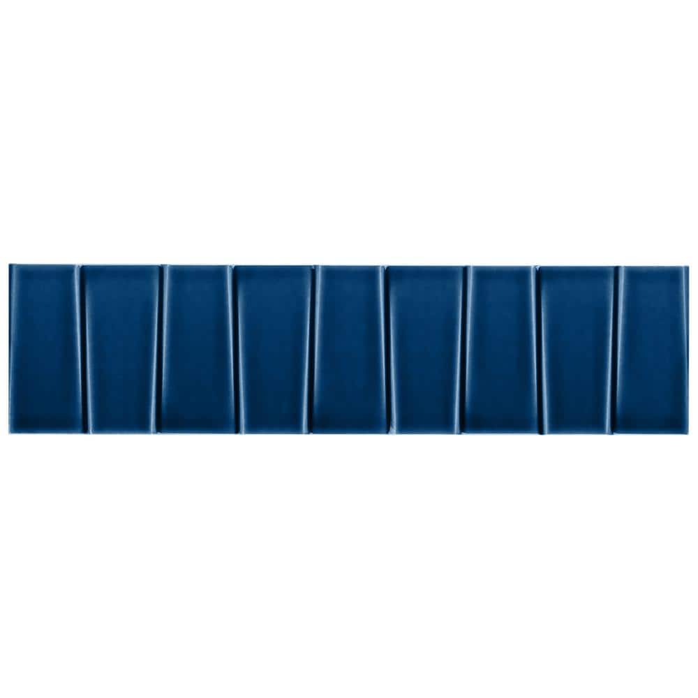 Nautical Blue Glazed Ceramic Subway Wall Tile 4.43'' x 17.62''