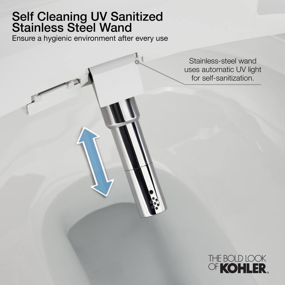 White Elongated Warm Water Bidet Toilet Seat with UV Sanitizing