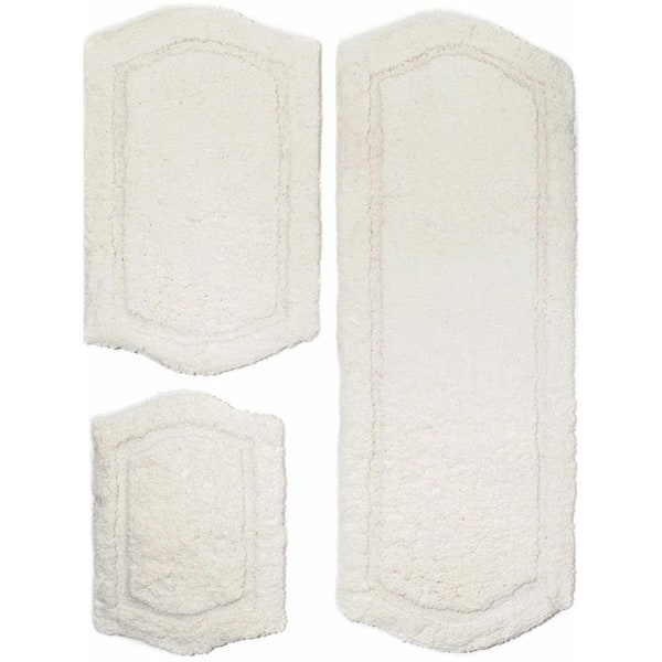 Chesapeake Merchandising Memory Foam Ivory 22 in. x 60 in., 21 in. x 34 in. and 17 in. x 24 in. 3-Piece Paradise Bath Rug Set