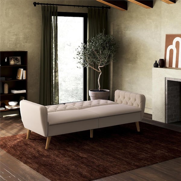 Novogratz Tallulah Memory Foam Futon, Tan Basket Weave