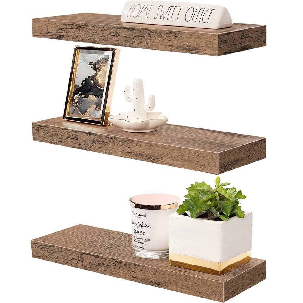 Rustic wooden wall mounted outlet console shelf Floating decorative shelf Entryway organizer Vanity display shelf Knick knack curio shelf