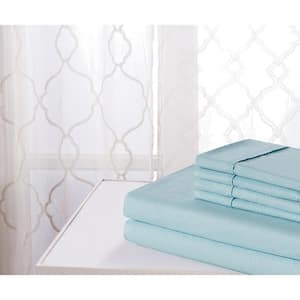 4-Piece Aqua Chevron Embossed Bamboo King Sheet Set