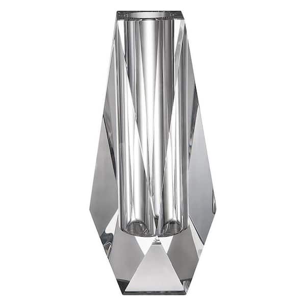 6.4 in. Clear Optical Crystal Flower Bud Shape Handcrafted Decorative Vase for Home Wedding