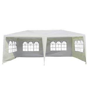 Large 10 ft. x 20 ft. White Gazebo Canopy Party Tent with 4 Removable Side Walls for Weddings, Picnic or Events