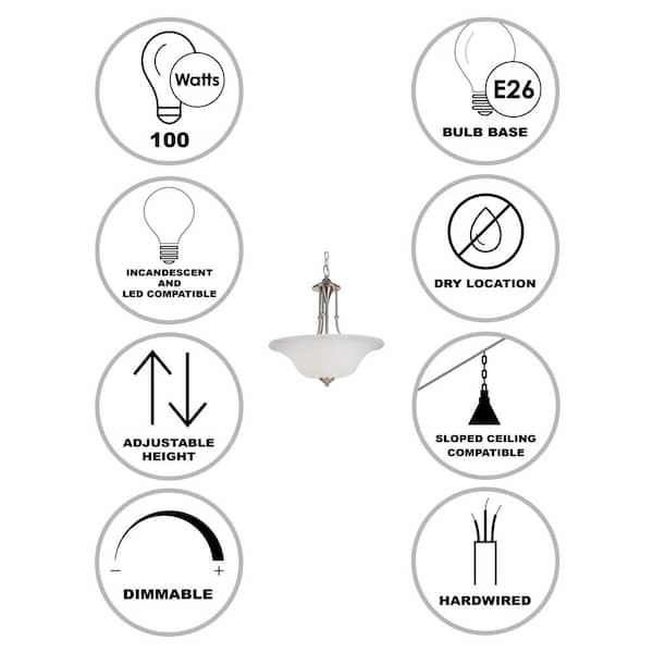 Perkins 3-Light Brushed Nickel Pendant Light Fixture with Marbleized Glass Shade