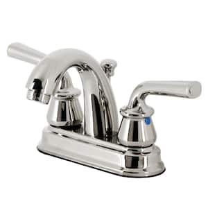Restoration 4 in. Centerset 2-Handle Bathroom Faucet with Plastic Pop-Up in Polished Nickel
