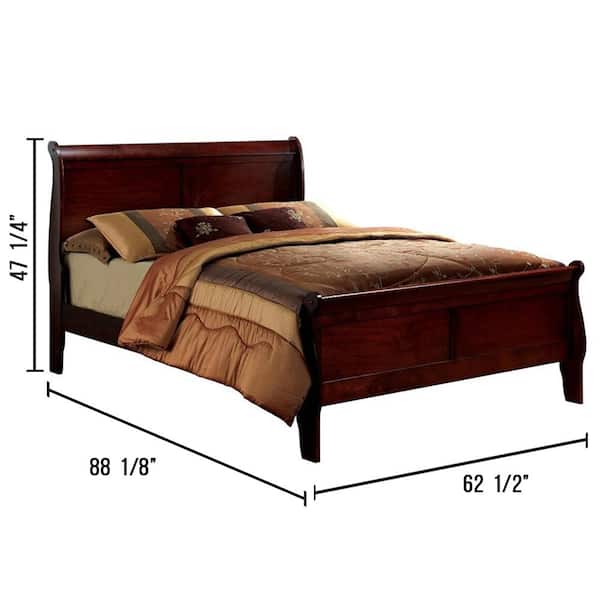 William's Home Furnishing Louis Philippe III Queen Bed in Cherry finish