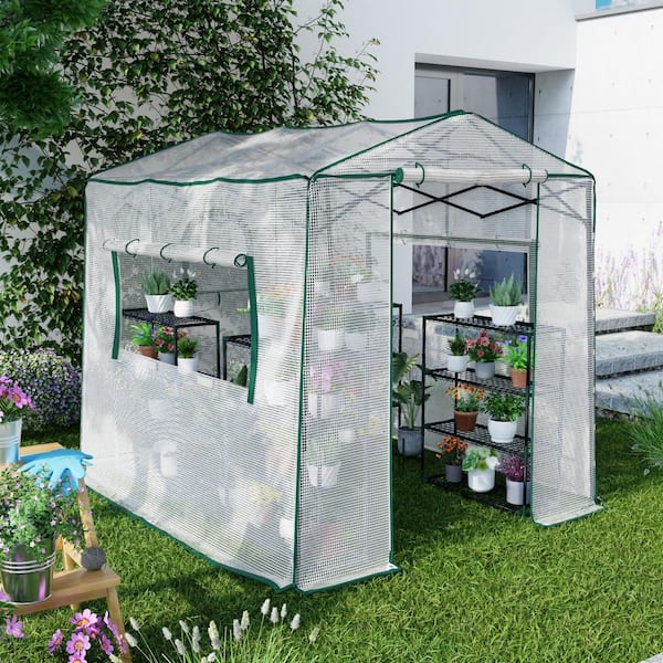 Walk-in Greenhouse 7 ft. W x 8.5 ft. D x7. 4 ft. H House Greenhouse, with Galvanized Steel Frame