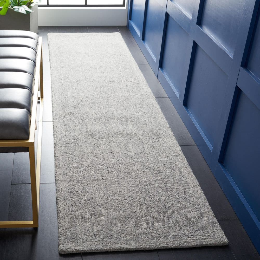 Gray Hand-Tufted Wool Reversible Runner Rug 2'3" x 9'