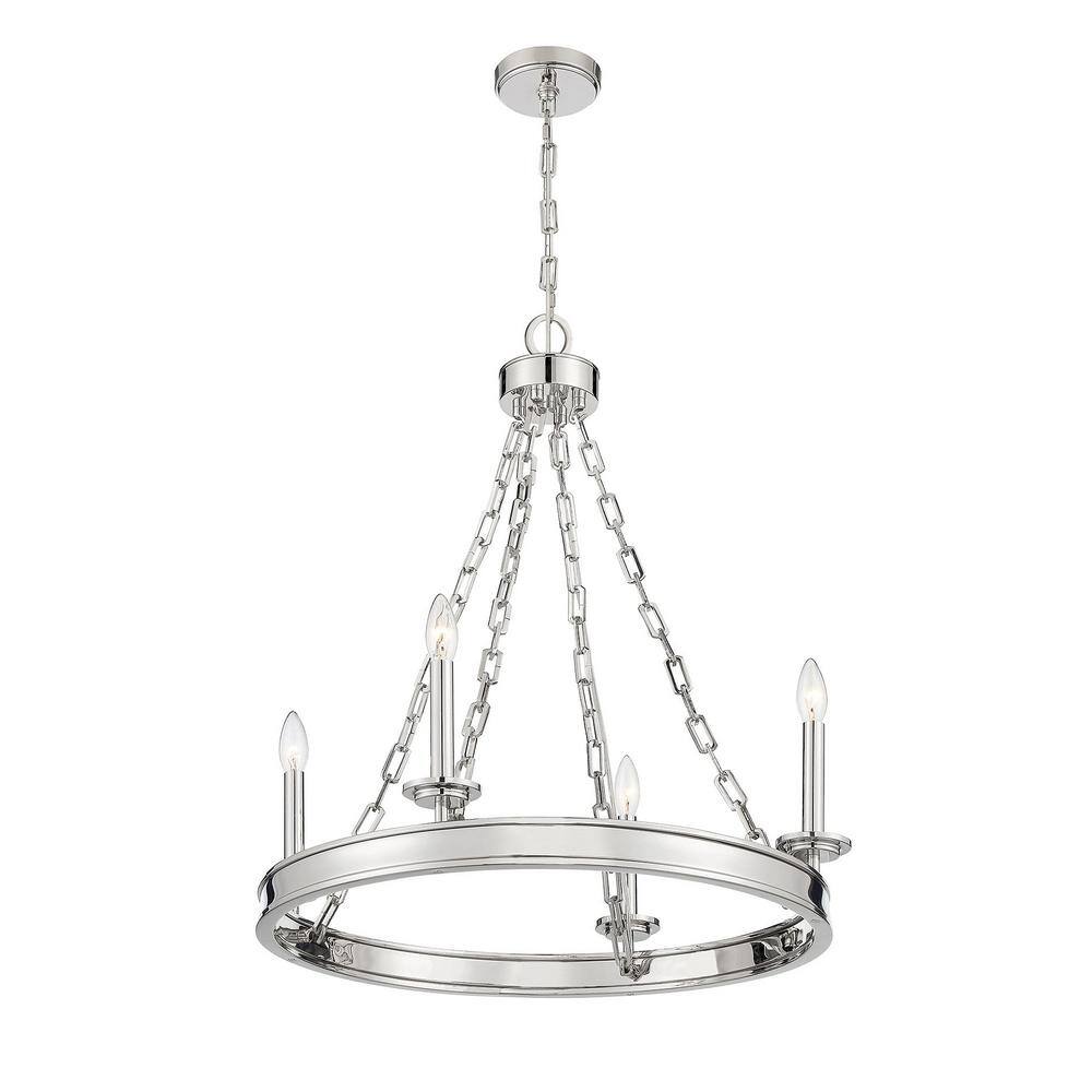 Seville Polished Nickel 25" Crystal 4-Light Chandelier