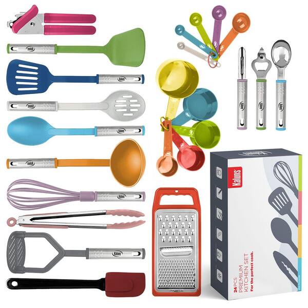 Kaluns Kitchen Utensils Set, 24 Piece Nylon And Stainless Steel