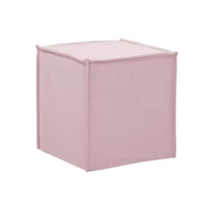 Light Pink 100% Linen Square Standard 17.7L x 17.7W x 18.9H Ottoman