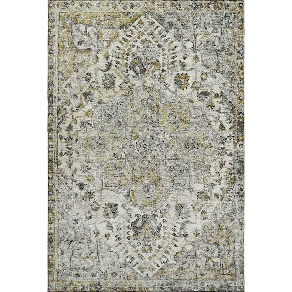 Mayfield Premium Machine Washable Abstract AMF2138 Beige 10 ft. x 14 ft. Area Rug
