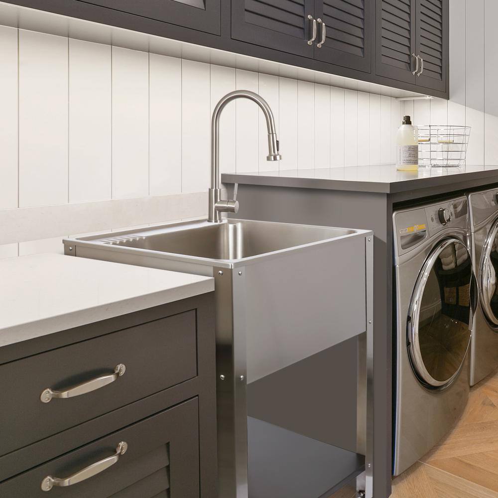 24.1" Stainless Steel Freestanding Laundry Sink with Faucet