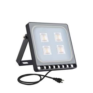 20-Watt 120-Degree Black Integrated LED Outdoor Flood Light with Plug