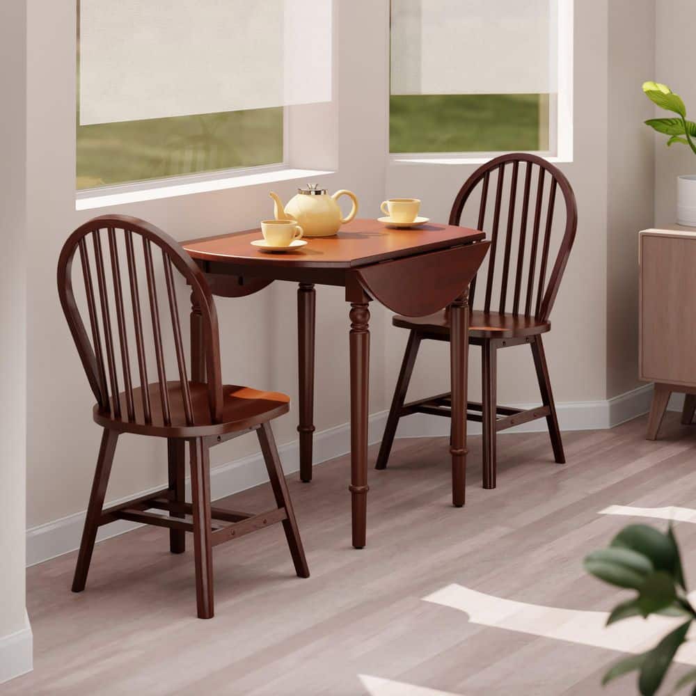Winsome Sorella 3-Pc Drop Leaf Dining Table with Windsor Chairs