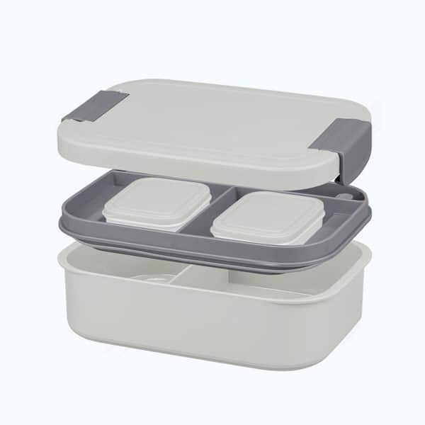 Grey Reusable Lunch Bag Set with Bento Box, Soup Thermo Food Jar and Coffee Tumbler