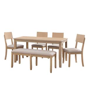 Rodman Greywas 6-Piece Dining Set with Beige Cotton Linen Seats