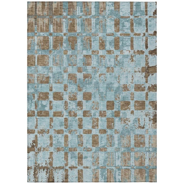 Chantille Machine Washable Indoor/Outdoor Abstract ACN2628 Teal 5 ft. x 7 ft. 6 in. Area Rug