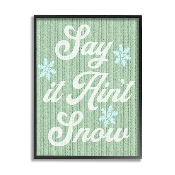 Stupell Industries Green Say It Ain't Snow by Lil' Rue 1 Piece Framed Graphic Print Typography Poster Art Print 20 in. x 16 in.