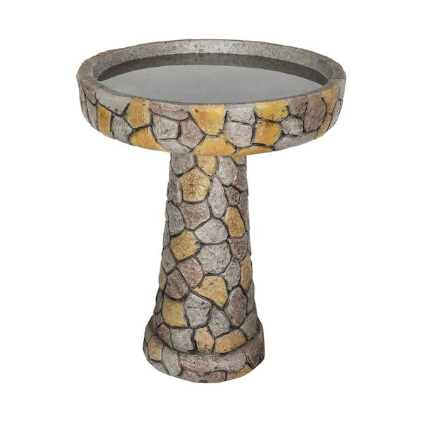 24 in. H Concrete Outdoor Birdbath Stone Like Freestanding Garden Birdbath with Pedestal for Outdoors, Patio, Yard, Lawn