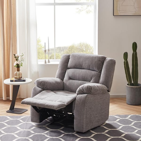 GODEER Gray Linen Fabric Heated Massage Recliner Sofa Ergonomic Lounge with  8 Vibration Points PP196514LXLEAA - The Home Depot