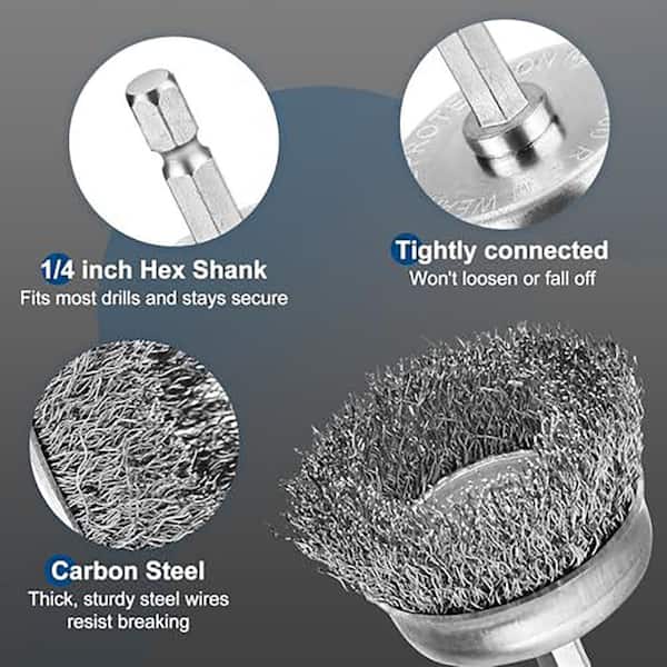 5x Steel Wire Wheel Pen Cup Brushes Cleaner For Drills Rust Weld Kit