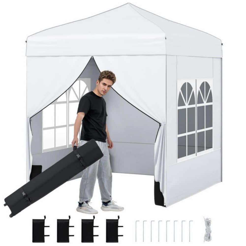6.5 ft. X 6.5 ft. White Pop-up Canopy Tent with Sidewalls price history on PriceWatchPro