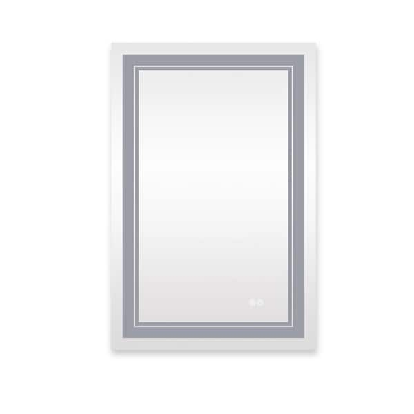 Funkol 24 In W X 36 In H Rectangular Framed Led Wall Mount Bathroom