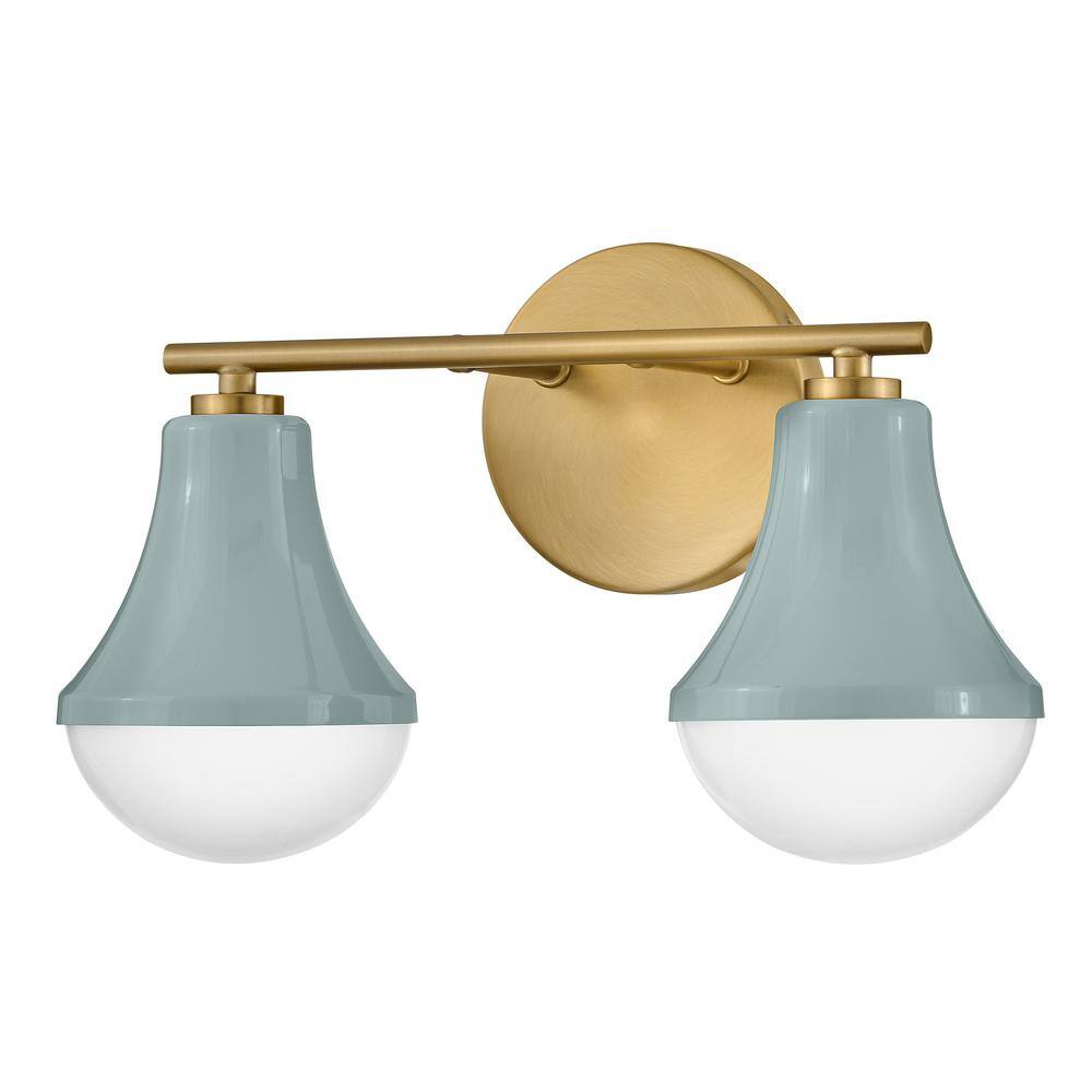 Seafoam and Brass 2-Light Dimmable Outdoor Vanity Light
