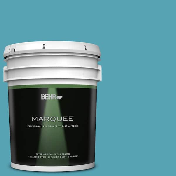 BEHR MARQUEE 5 gal. #M470-5 Explorer Blue Semi-Gloss Enamel Exterior Paint & Primer