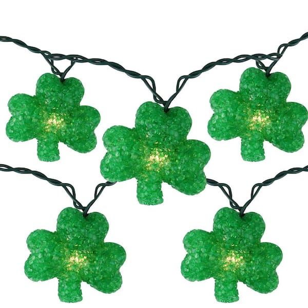 Wire 3ft Long Battery Operated 10 St Patrick’s Day Shamrock LED String Lights 