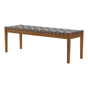 Brickmore Gray Woven Dining Bench with Haze Finish Wood Accents (54" W)