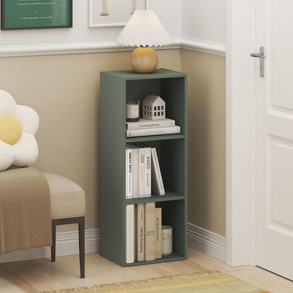 Furinno PASIR 31.5 in. Tall Sage Green Wood 3-Shelf Bookcase 11003SG ...
