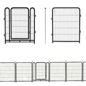 36 in. Metal Garden Fence with Gate for Garden Beds, Dog Play Pen, Outdoor Yard-(10-Pack)