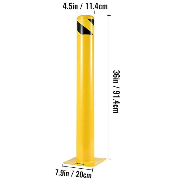 36 in. H x 4.5 in. Dia Safety Bollard Yellow Steel Safety Barrier with 4-Free Anchor Bolts for Traffic-Sensitive Area