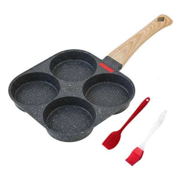 4-Cup Nonstick Granite Saute Pan 4-Egg Healthy Omelette Pan Gas Induction Compatible Breakfast Skillet with Lid