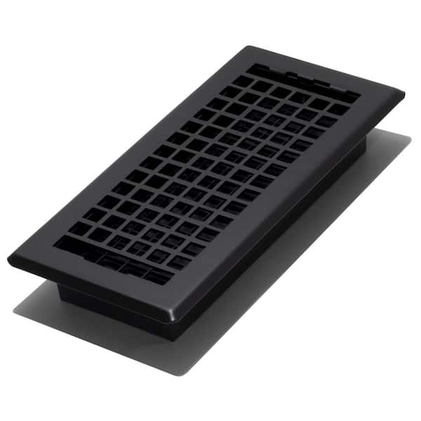 Decor Grates 4 in. x 10 in. Lattice Floor Register, Textured Black