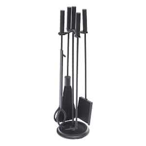 30.25 in. Tall 5-Piece Black Contemporary Bedford Fireplace Tool Set