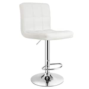 White Adjustable Armless PU Leather Bar Stool Swivel Kitchen Counter Bar Chair