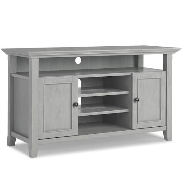 Simpli Home Amherst Solid Wood 54 in. Wide Transitional TV Media Stand in Fog Grey For TVs up to 60 in.