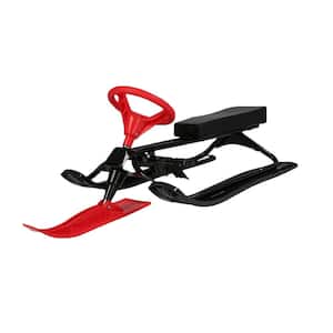 Snow Racer Sled Winter Sport Ski Sled Slider Board with Steering Wheel and Twin Brakes