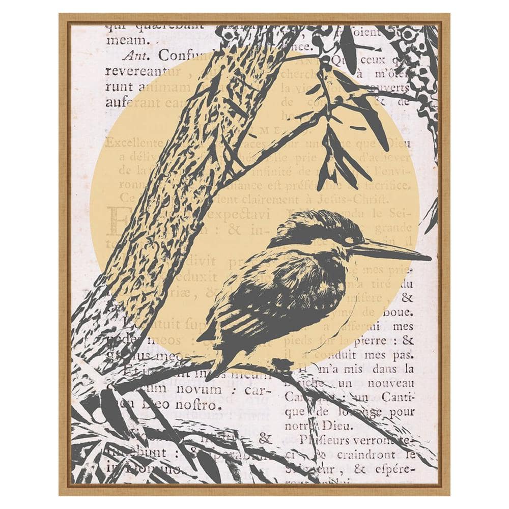 Tweet Tweet II Abstract Bird Canvas Wall Art in Sylvie Maple Frame