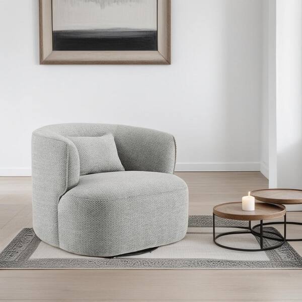 Art Leon Ivina Gray Fabric Swivel Chair with Metal Base