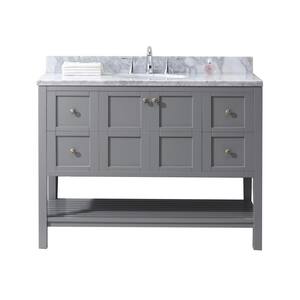 Winterfell 48 in. W Single Bath Vanity in Grey with Marble Vanity Top and Round Basin with Faucet