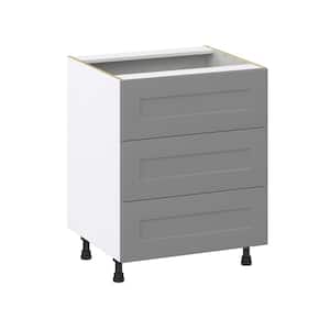 Bristol Painted Slate Gray Shaker Assembled Base Kitchen Cabinet with 3 Even Drawers (27 in. W X 34.5 in. H X 24 in. D)