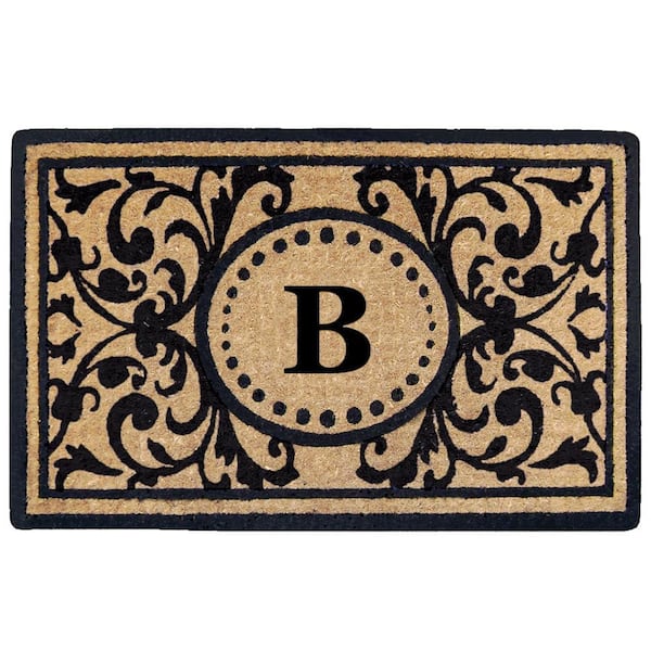Heavy Duty Black 18 in. x  30 in. Coir Heritage Monogrammed B Indoor Outdoor Door Mat