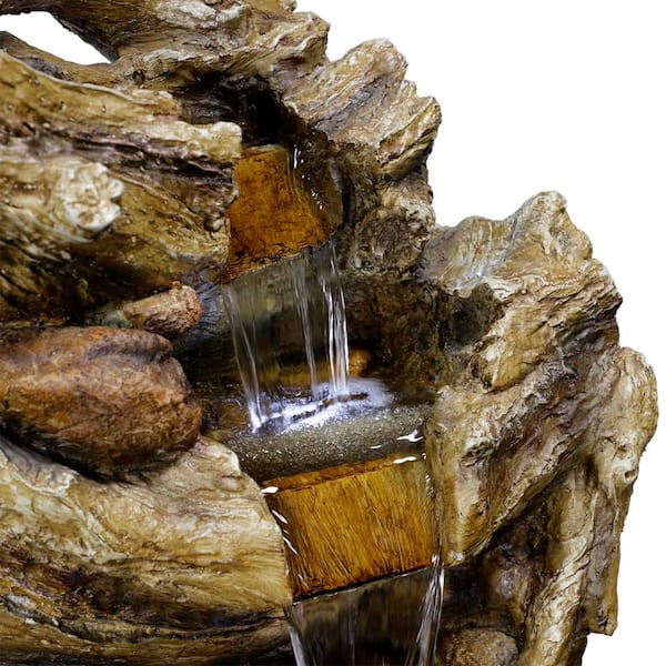 Alpine Corporation 47 in. Tall Outdoor 5-Tier Tree Trunk Waterfall